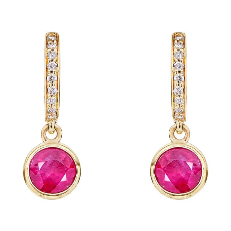 Twa huggie Earrings - Ruby & Diamond